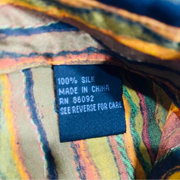 VINTAGE MEN'S CETA ITALIANA SILK SHIRT MULTI-COLOR GEOMETRIC  BEAUTIFUL XLARGE - Picture 6 of 9